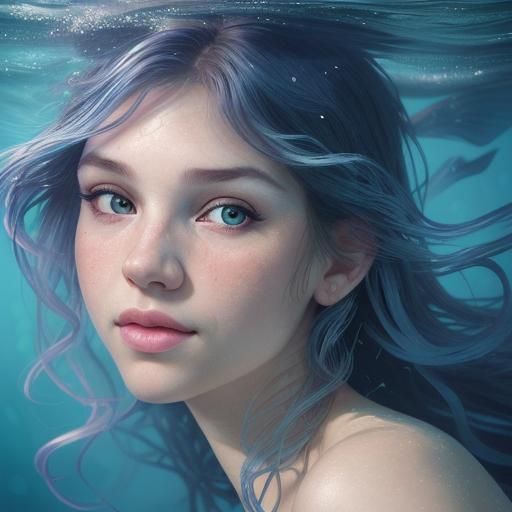 Underwater Mermaid Portrait with Bokeh Lighting