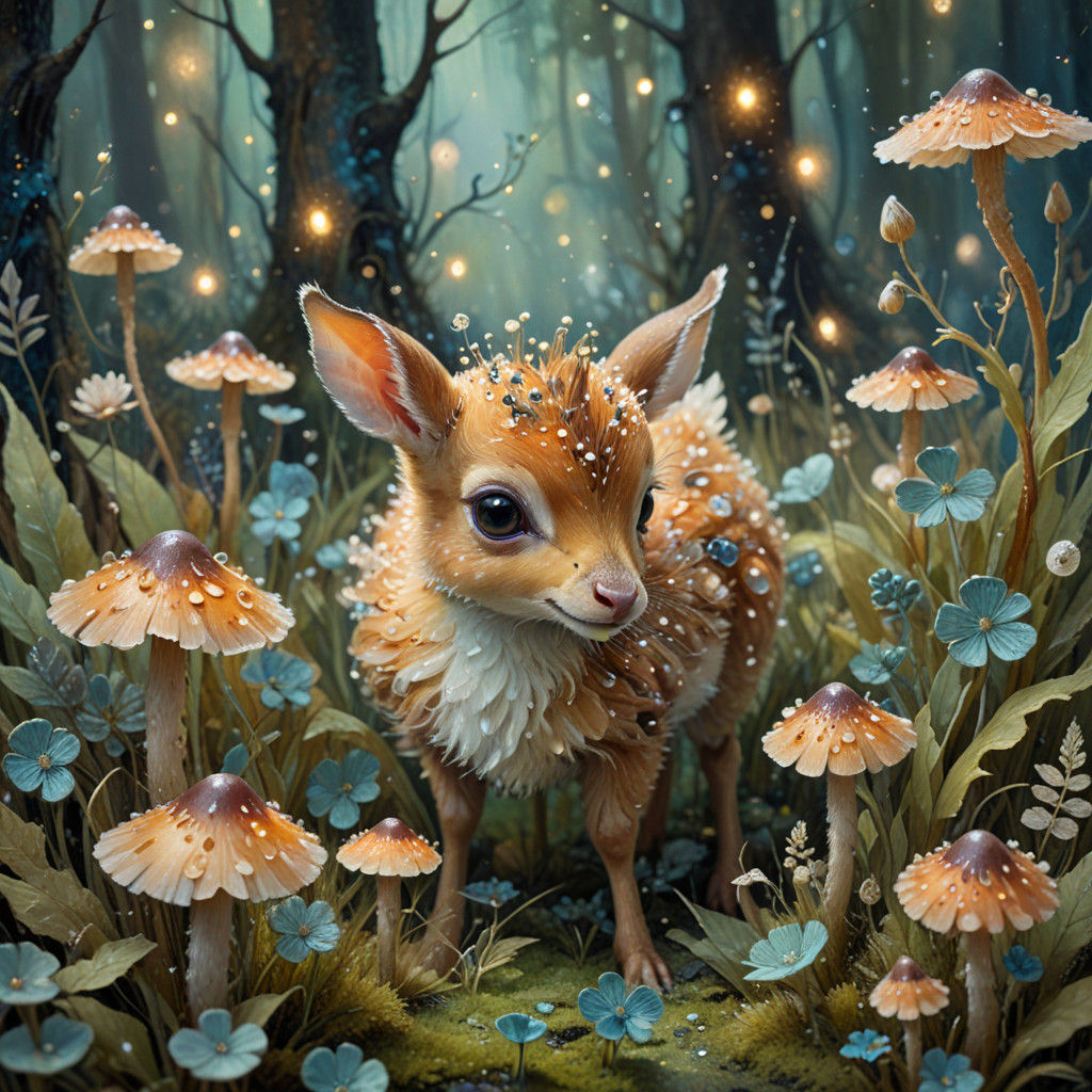 Enchanted Forest Fawn-Chicken in Whimsical Watercolor