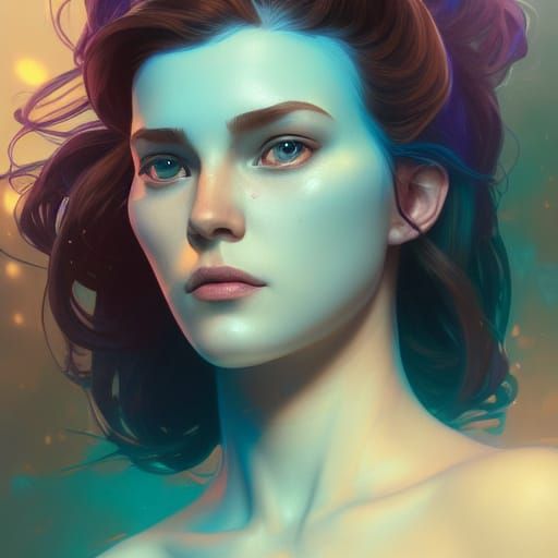 Detailed Portrait of Turanga Leela in Art Nouveau Style