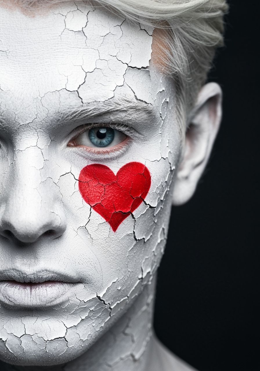 Jack of Hearts: Cracked Face Paint Portrait