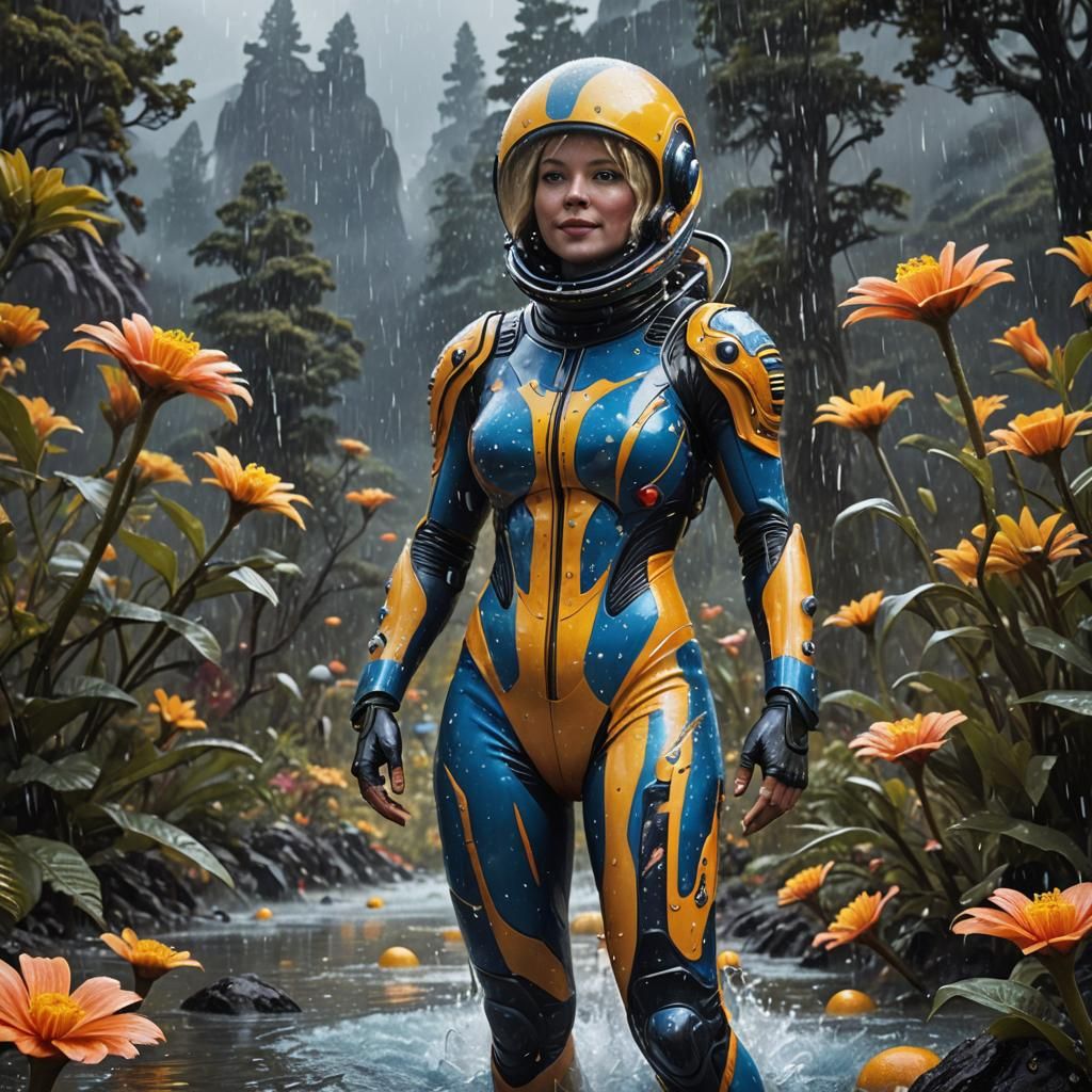 Alien Planet Woman in Sci-Fi Landscape
