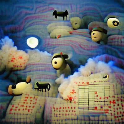 Dreamy Night Scene of Counting Sheep