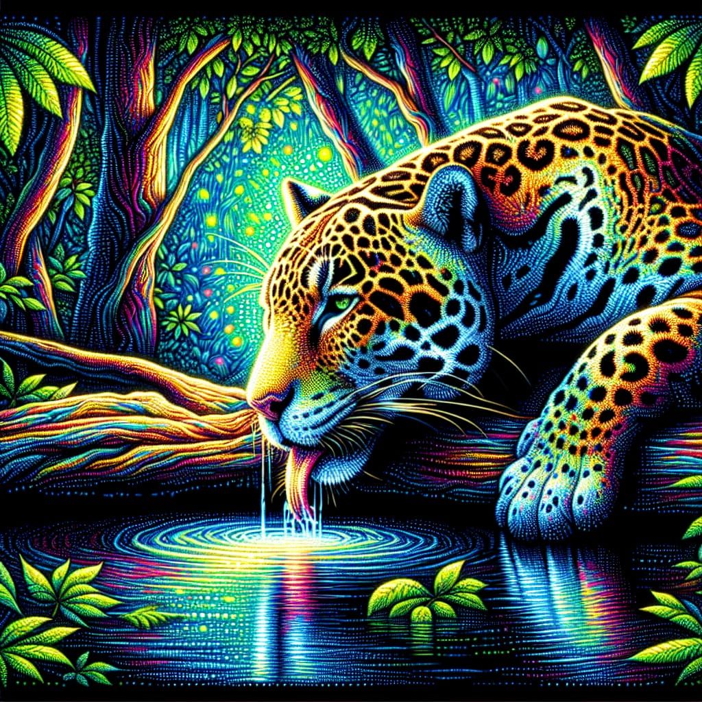 Jaguar in Pointillism