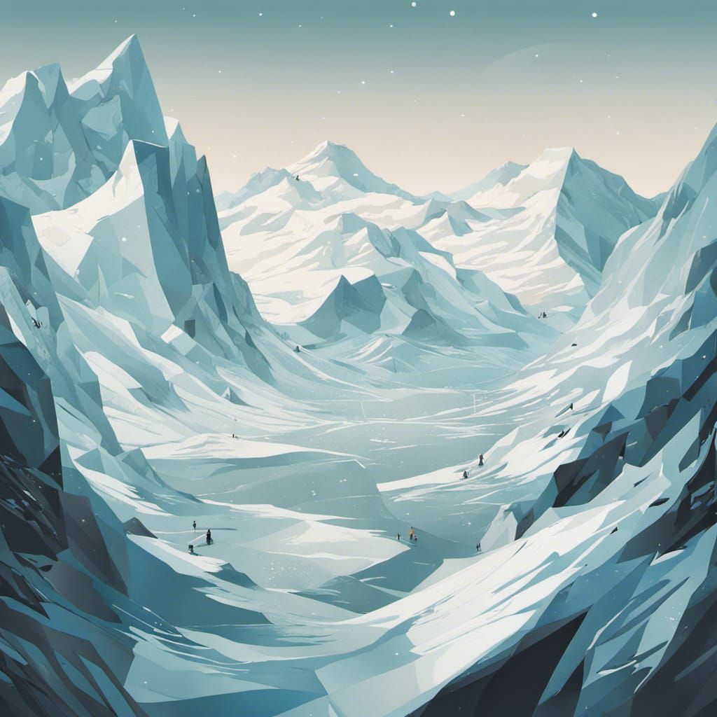 Mountain Glacier Landscape in Ethereal Digital Art Style