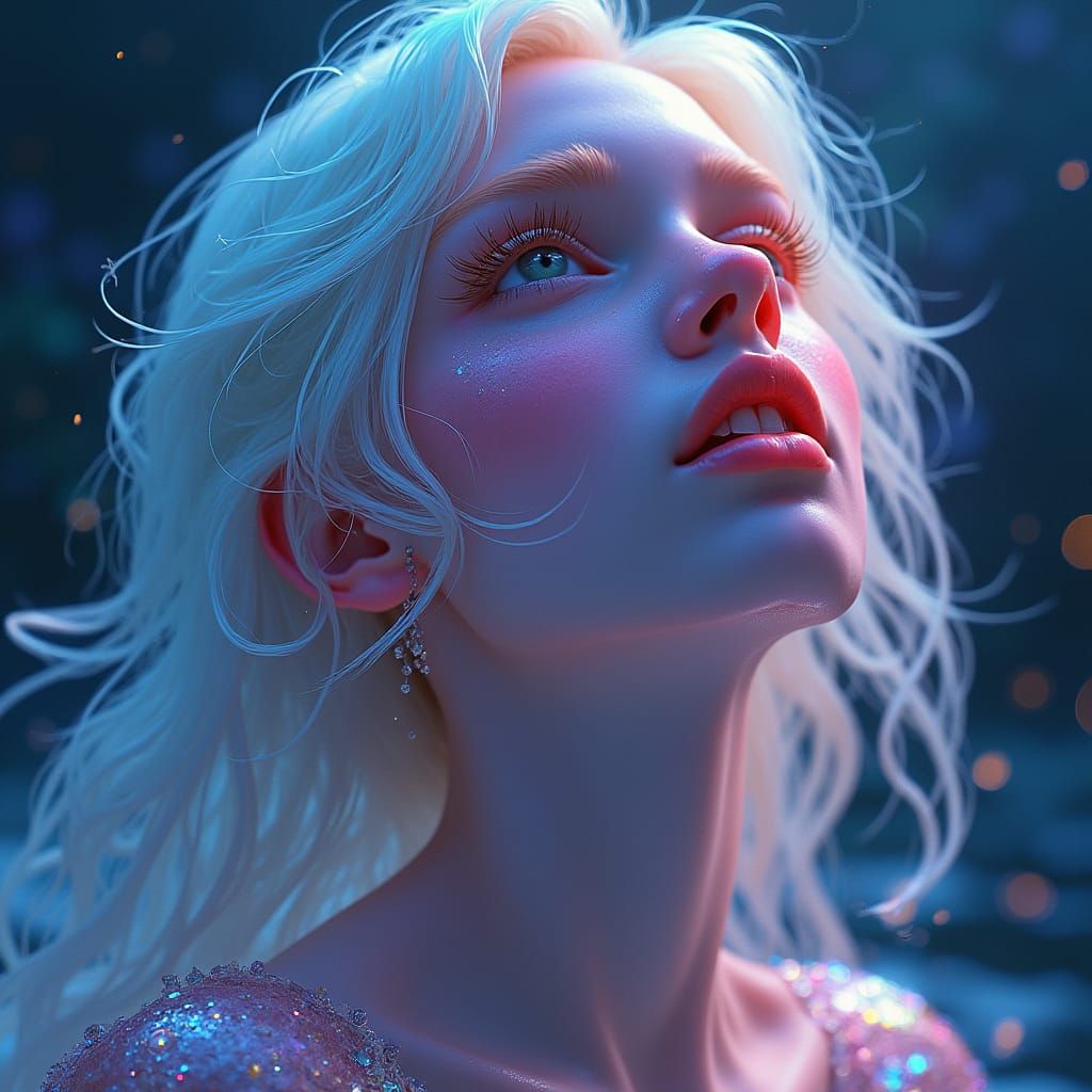 Bioluminescent Mermaid in Ultraviolet Splash Art