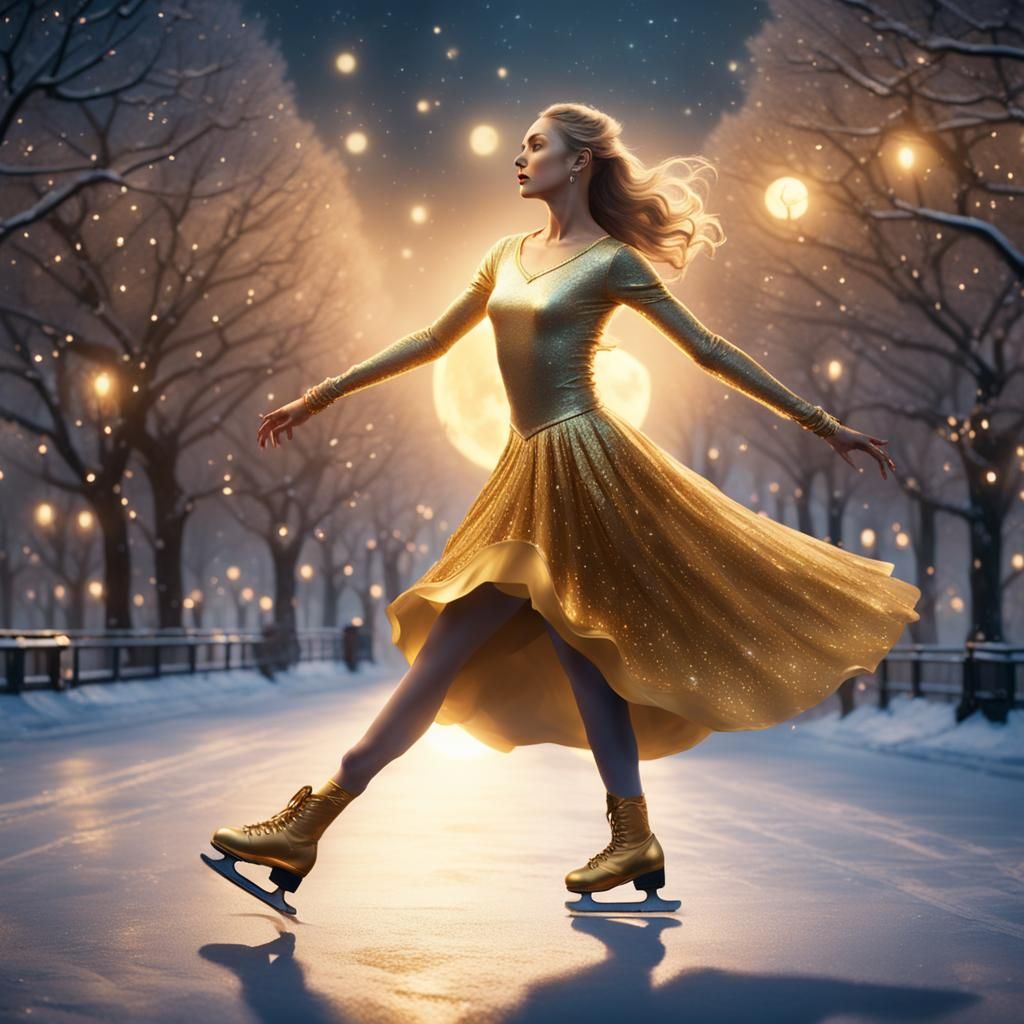 Goddess Figure Skater on a Wintry Evening