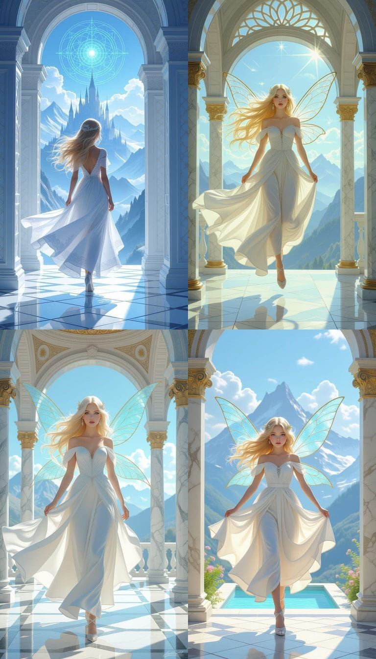 Ethereal Fairy Girl in Sunlit Palace