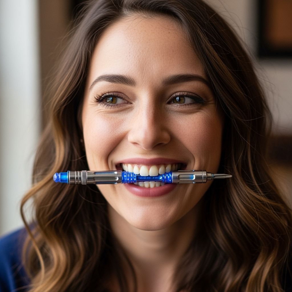 Woman Smiles with Sonic Screwdriver Implant