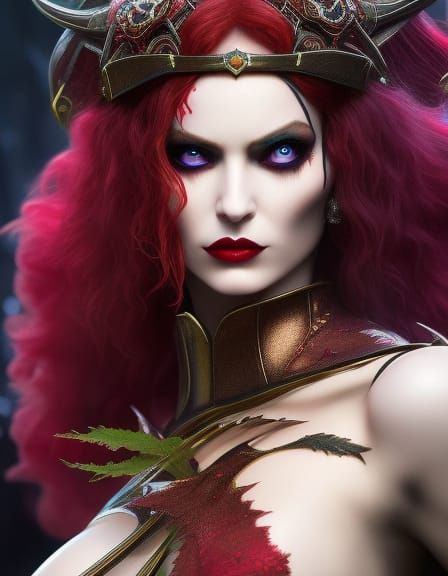 Gothic Nun Poison Ivy Portrait in Dark Fantasy Style