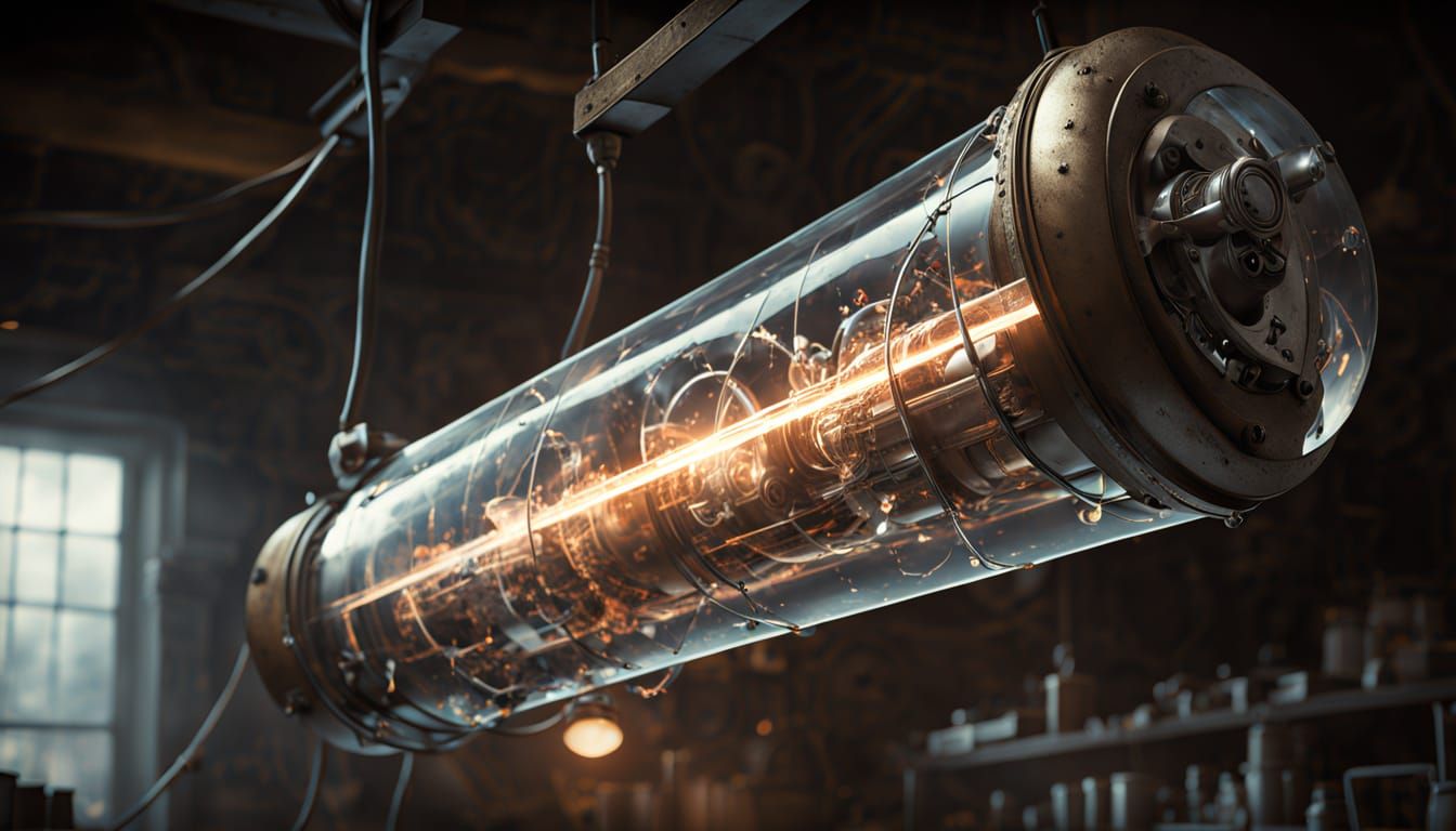 Hyperrealistic Cathode Ray Tube in Dusty Workshop
