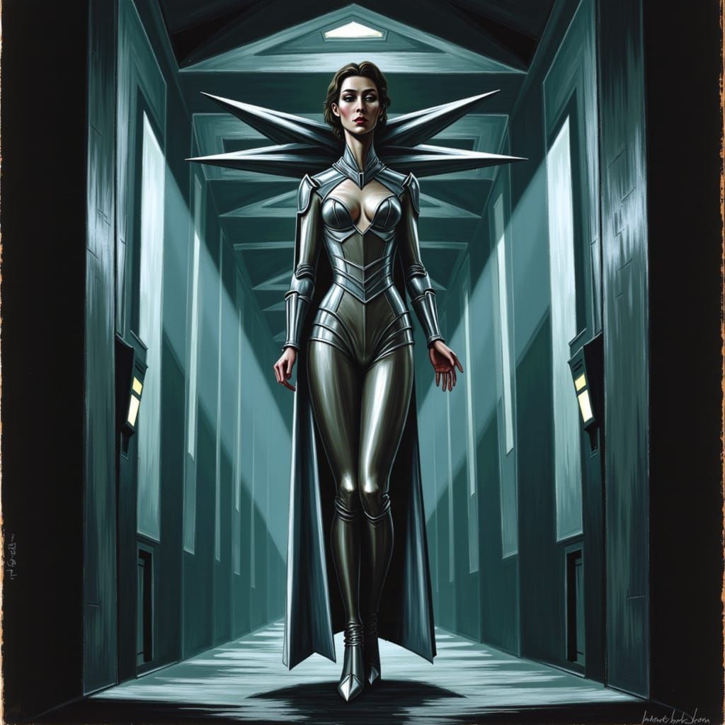 Brunhilde in Art Deco Metropolis Style with Volumetric Light...