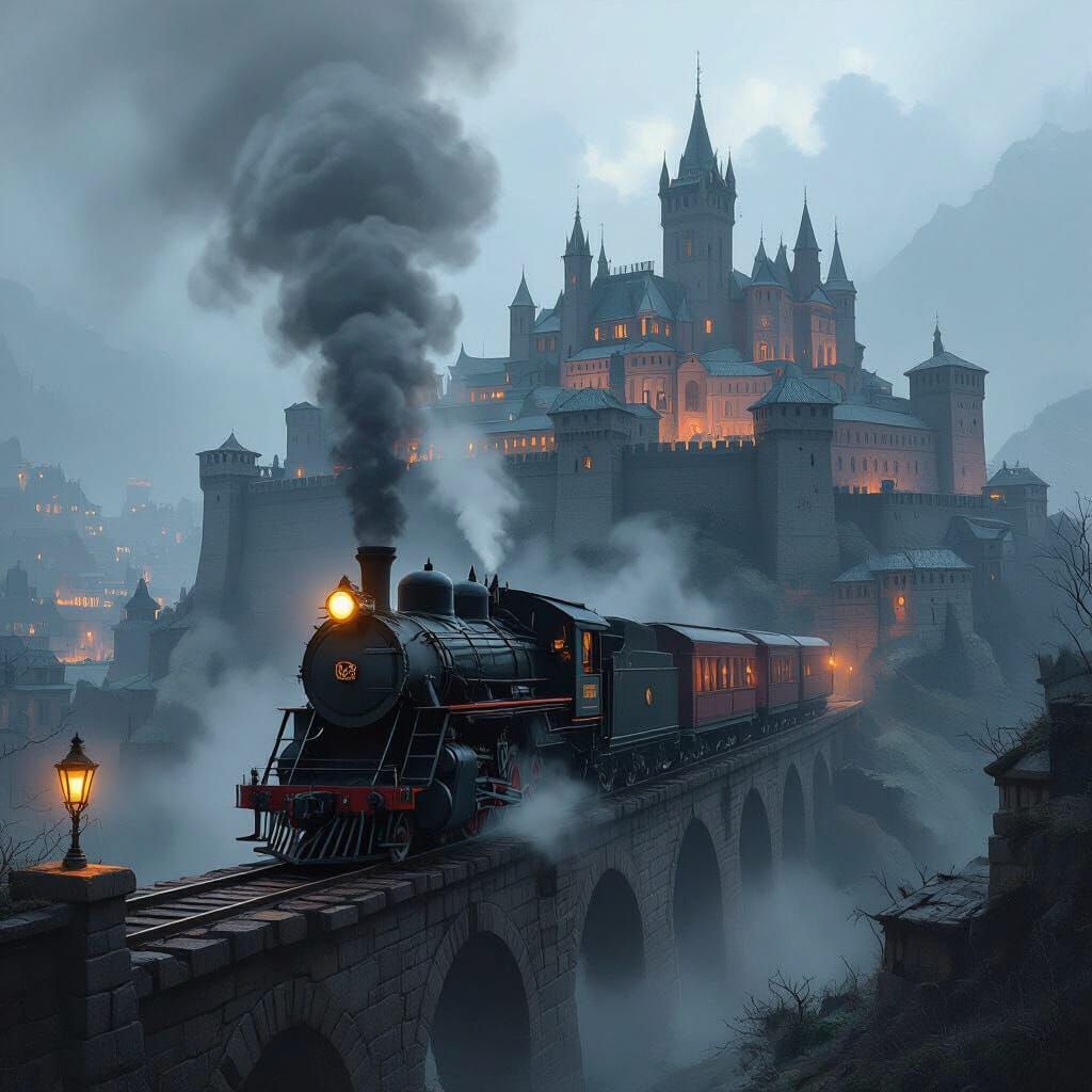 Medieval City Steam Train Concept Art