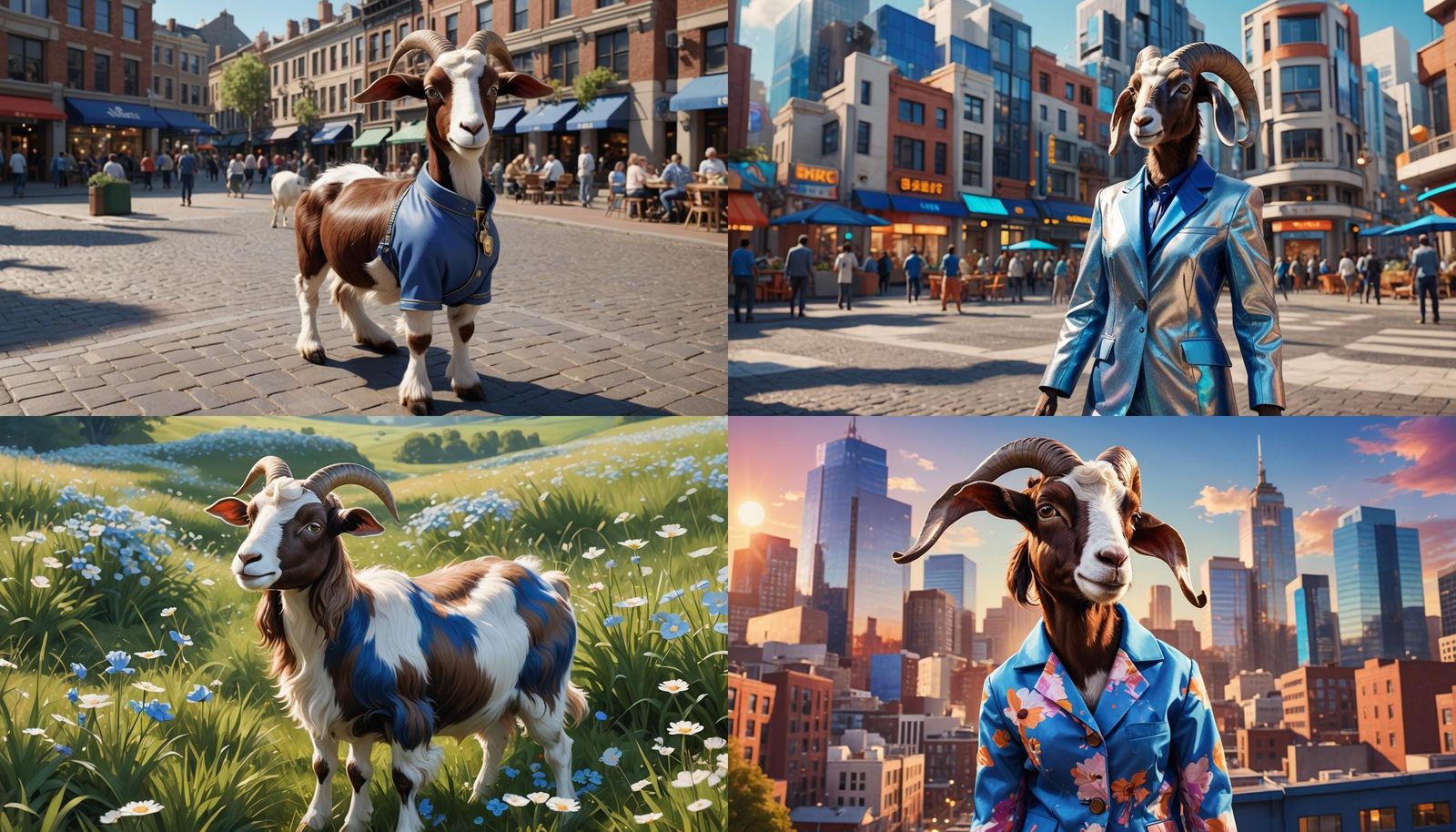 Anthropomorphic Goat in Pantsuit: 3D Digital Art