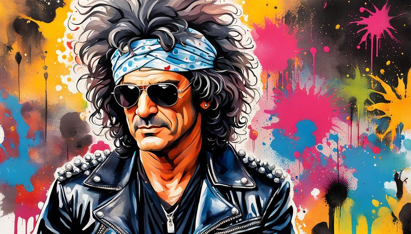 Billy Squier Portrait in Vegas, Graffiti Art Style