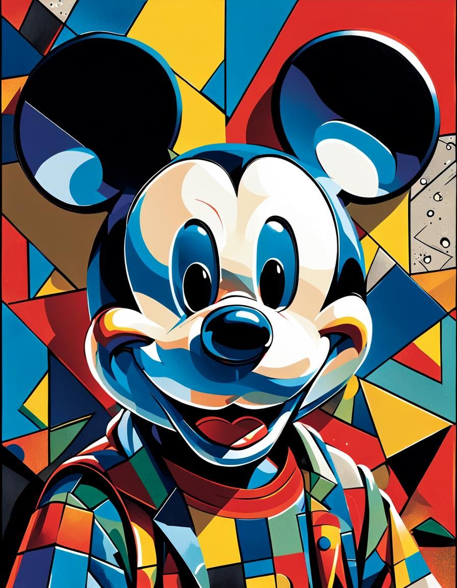 Mickey Mouse in cubism form