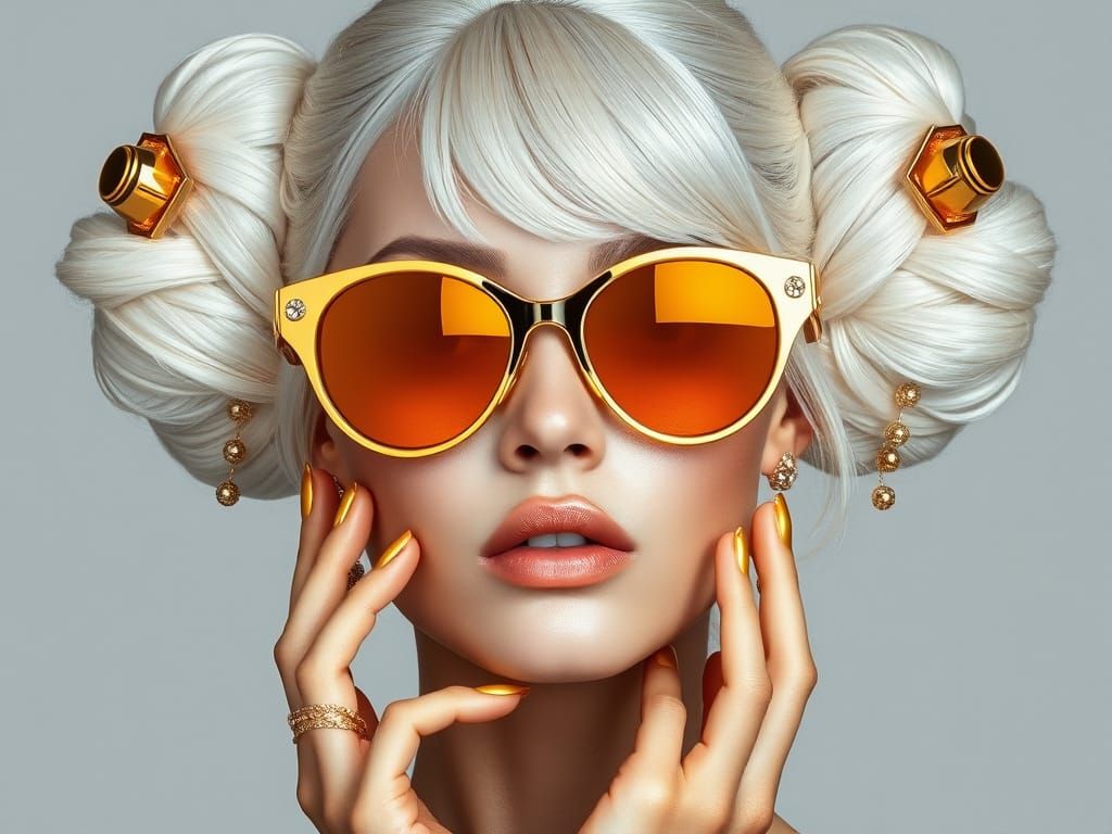 Elegant Futuristic Goddess in Gold Accents