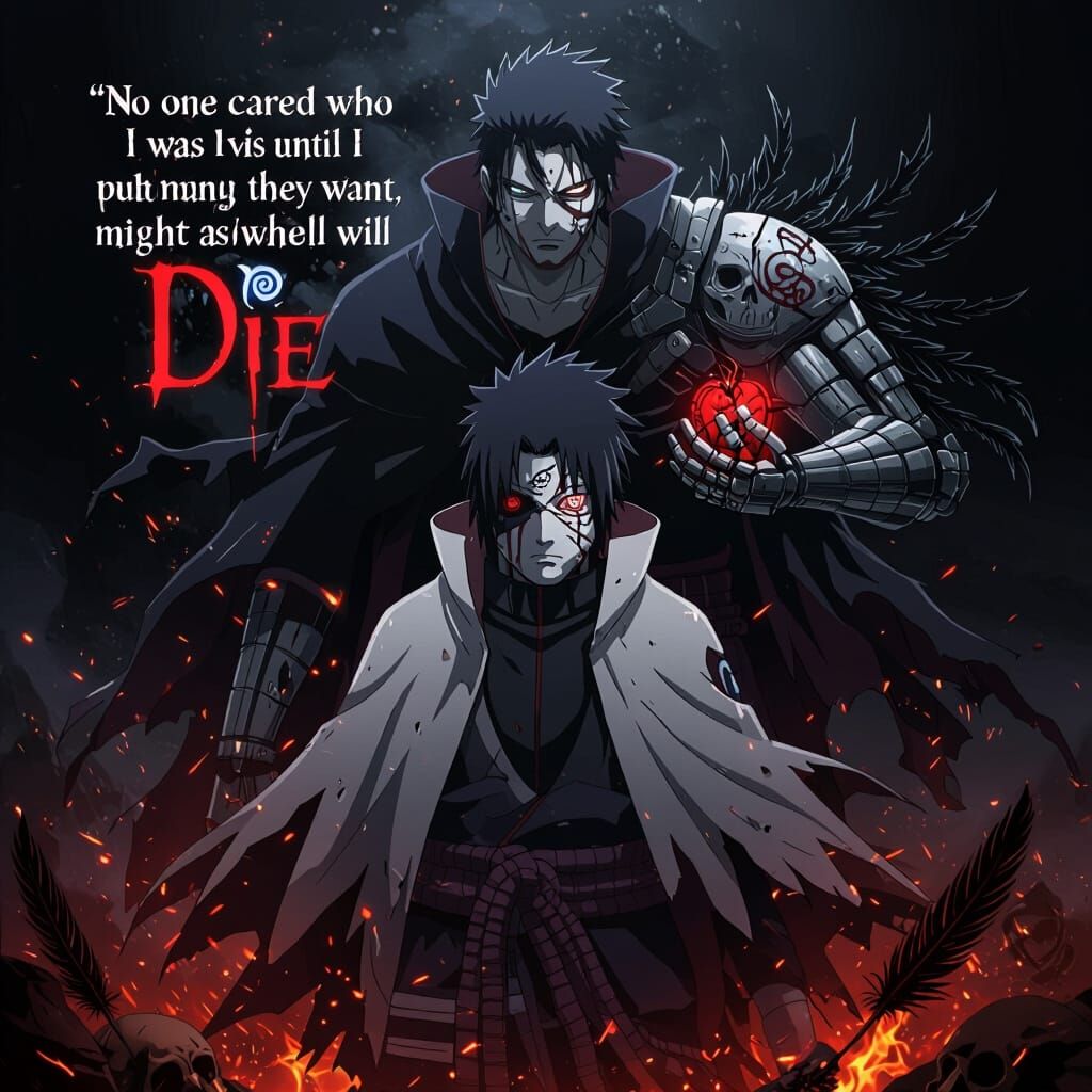 Dark Anime Scene with Masked Warriors