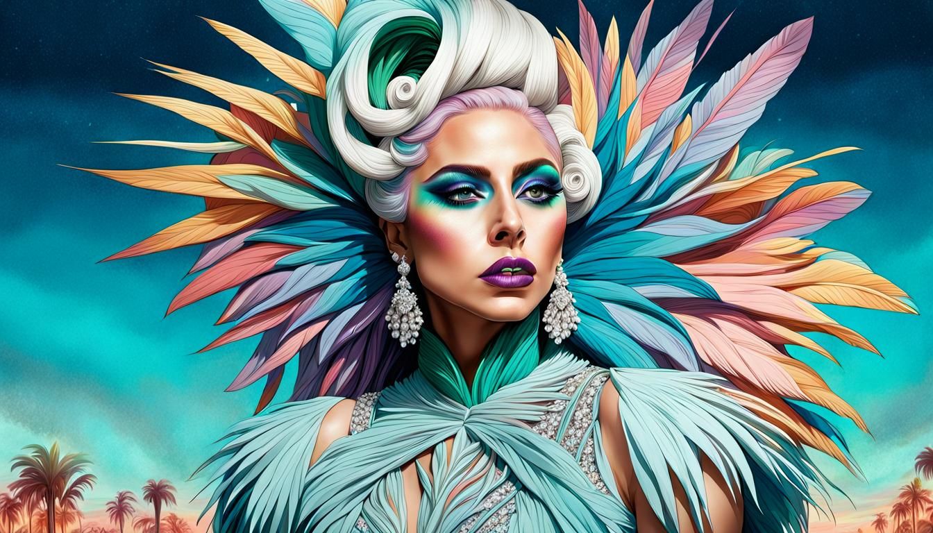 Lady Gaga Pastel Makeup Detailed Fantasy Portrait