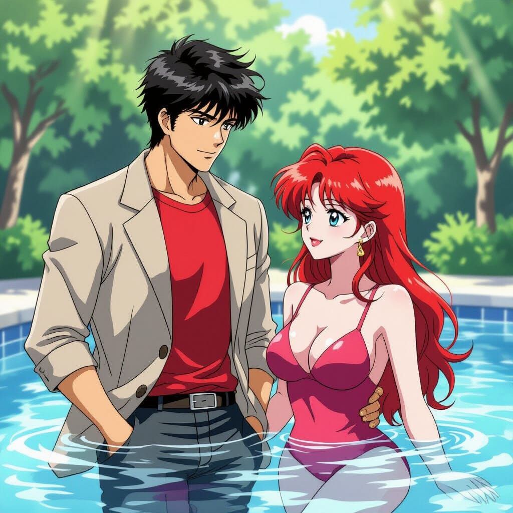 City Hunter's Ryo Saeba Meets Mermaid in Pool