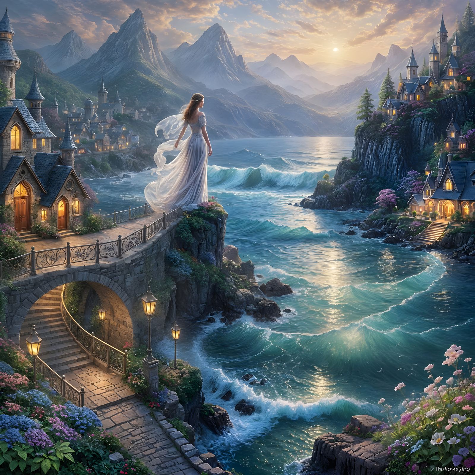 Vibrant Fantasy Metropolis Made Entirely of Radiant Stones