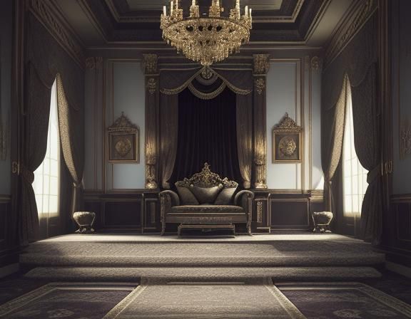 Opulent Throne Room with Royal Tapestries
