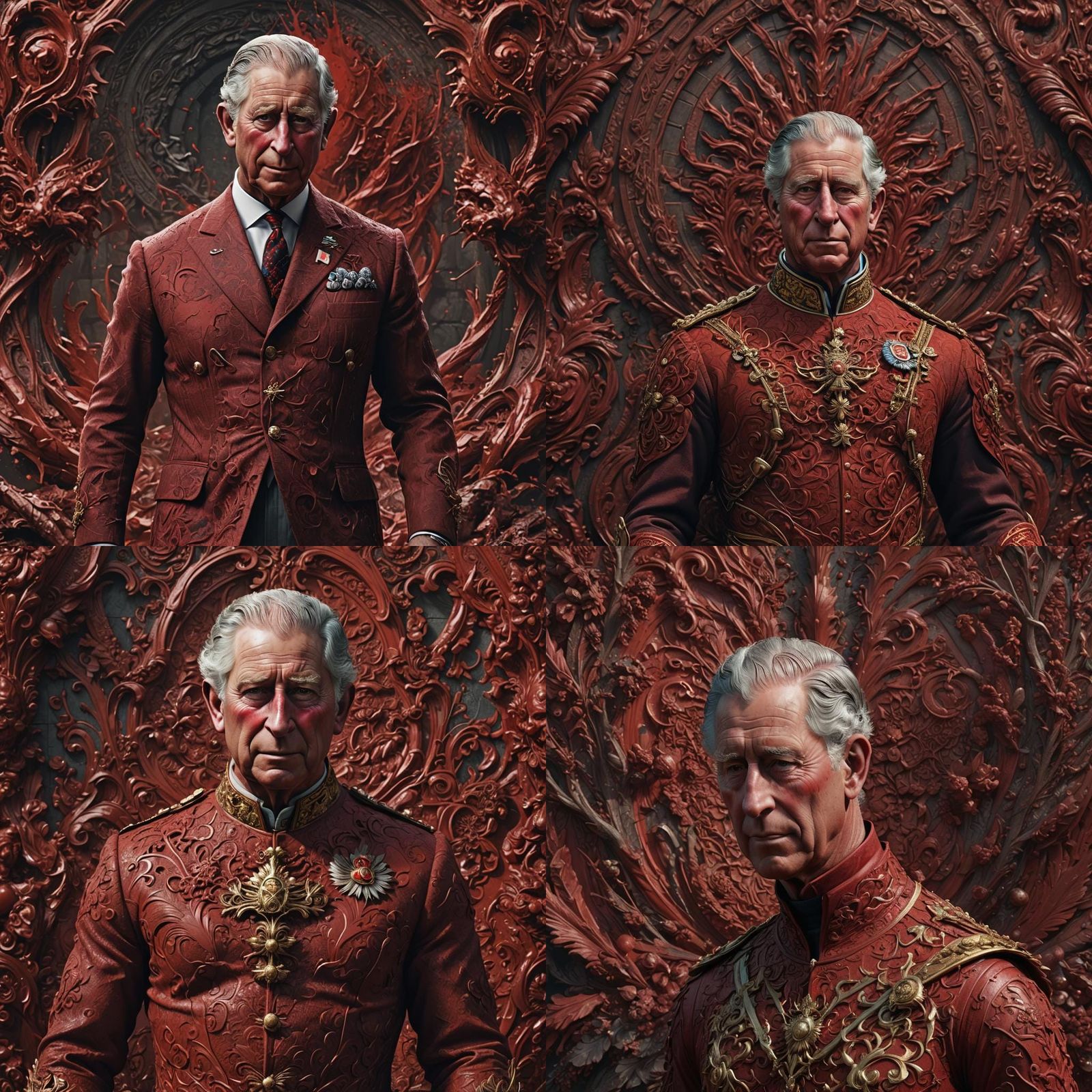 Prince Charles Portrait in Red, Detailed Matte Painting