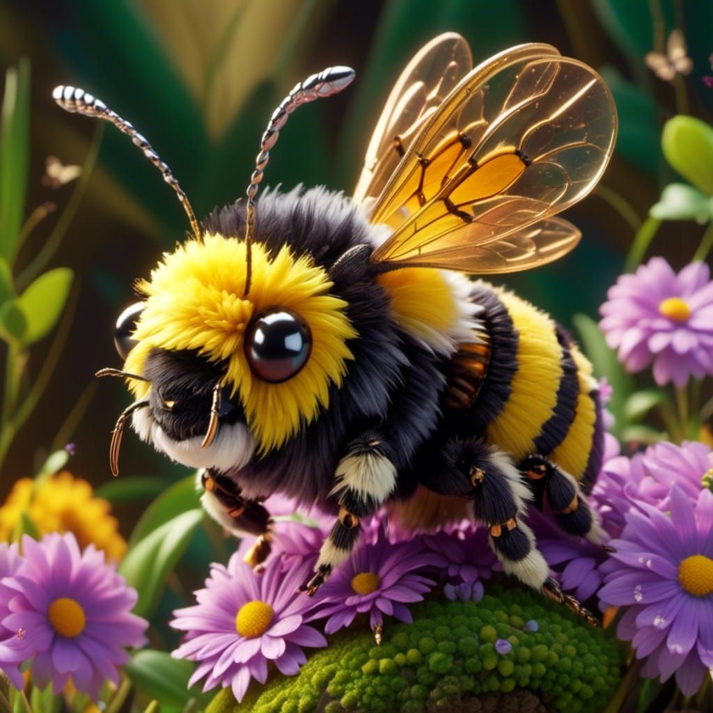 Adorable Magical Bumblebee with Fairy Elements