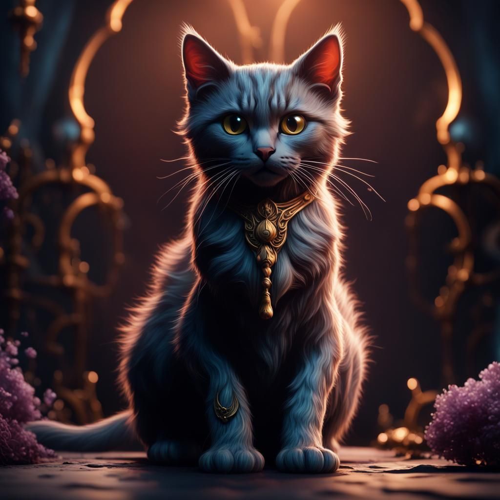 Dark Background with Light Cat Paws: Fantasy Concept Art