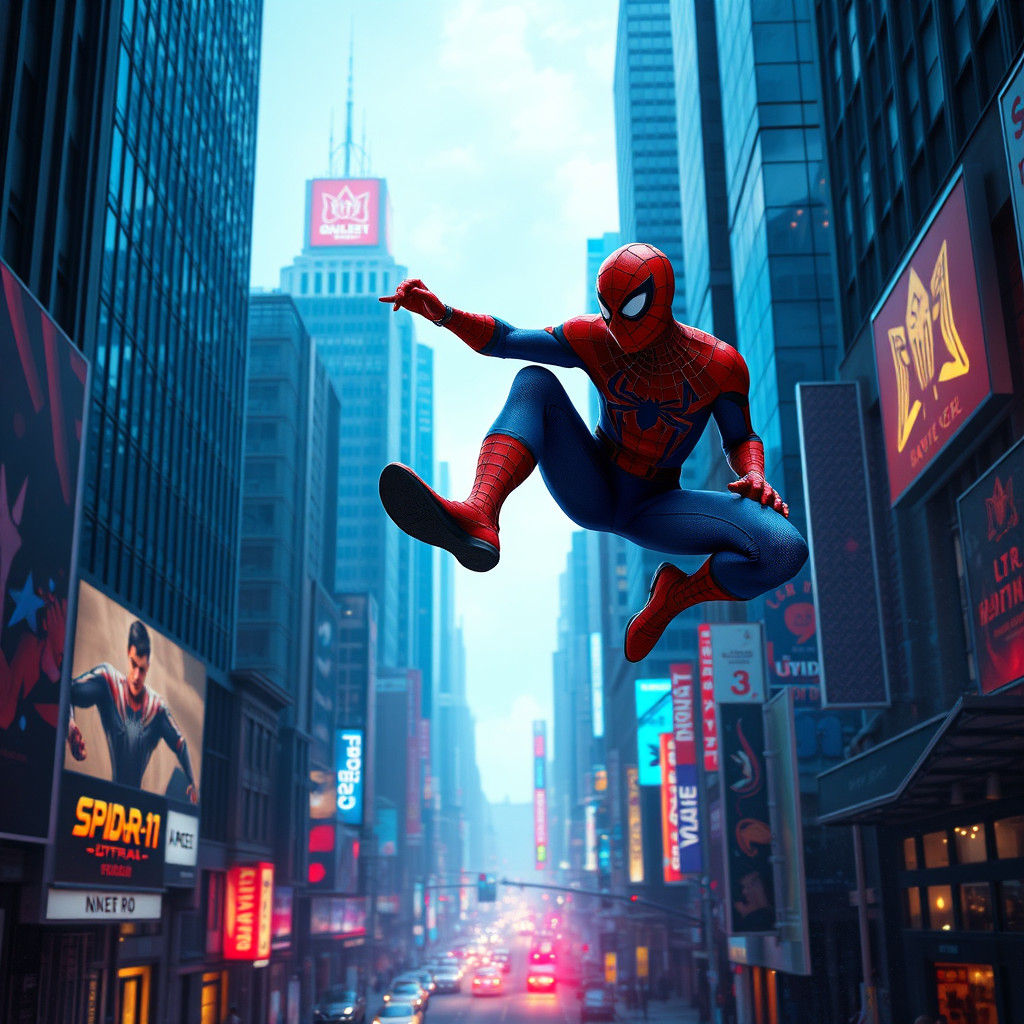 Spiderman in Gritty Cityscape Concept Art