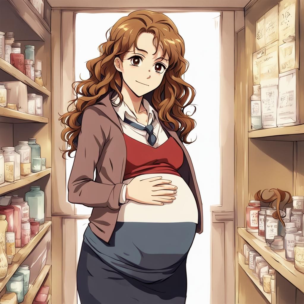 Pregnant Woman in Anime Style