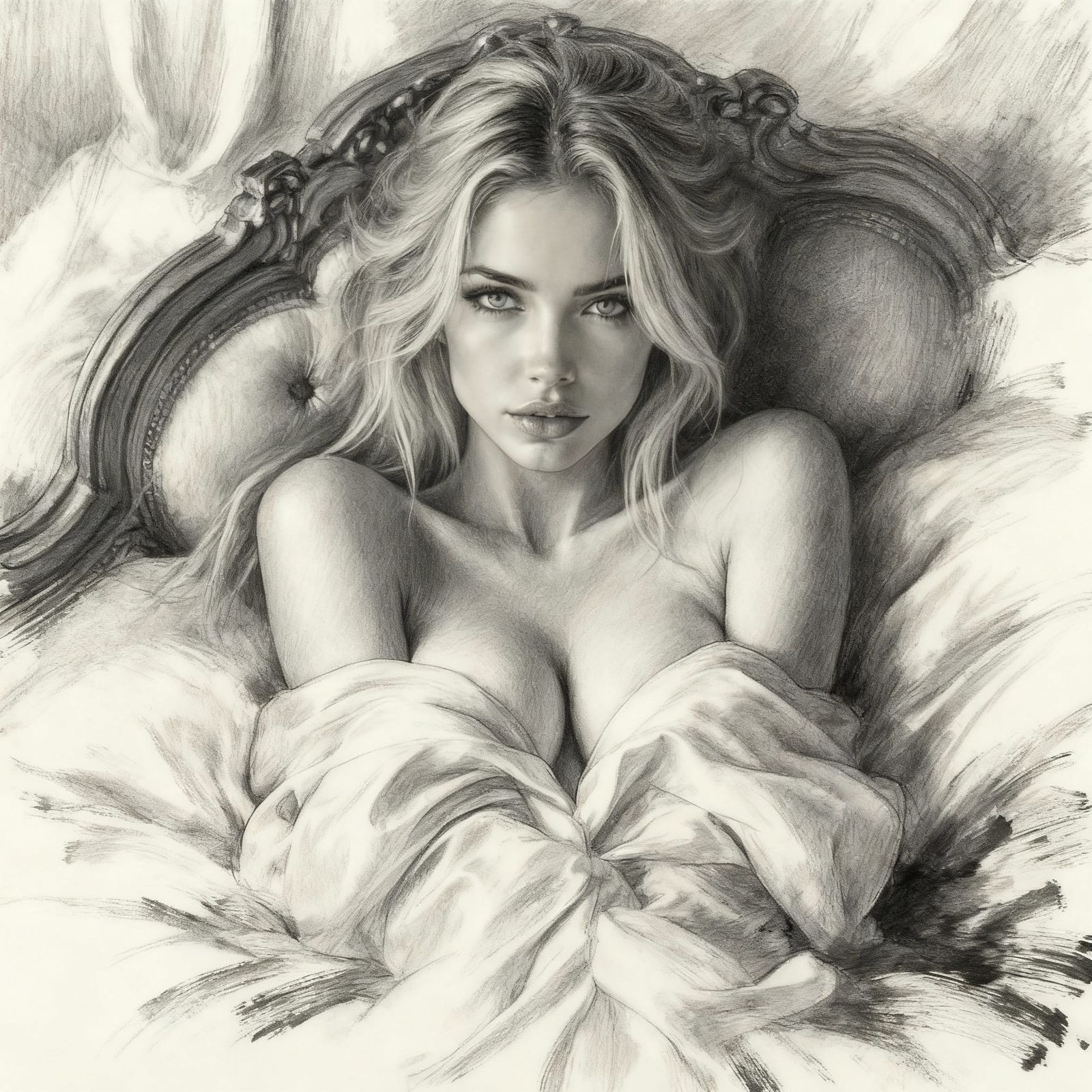 Dreamlike Charcoal Portrait with Brush Strokes