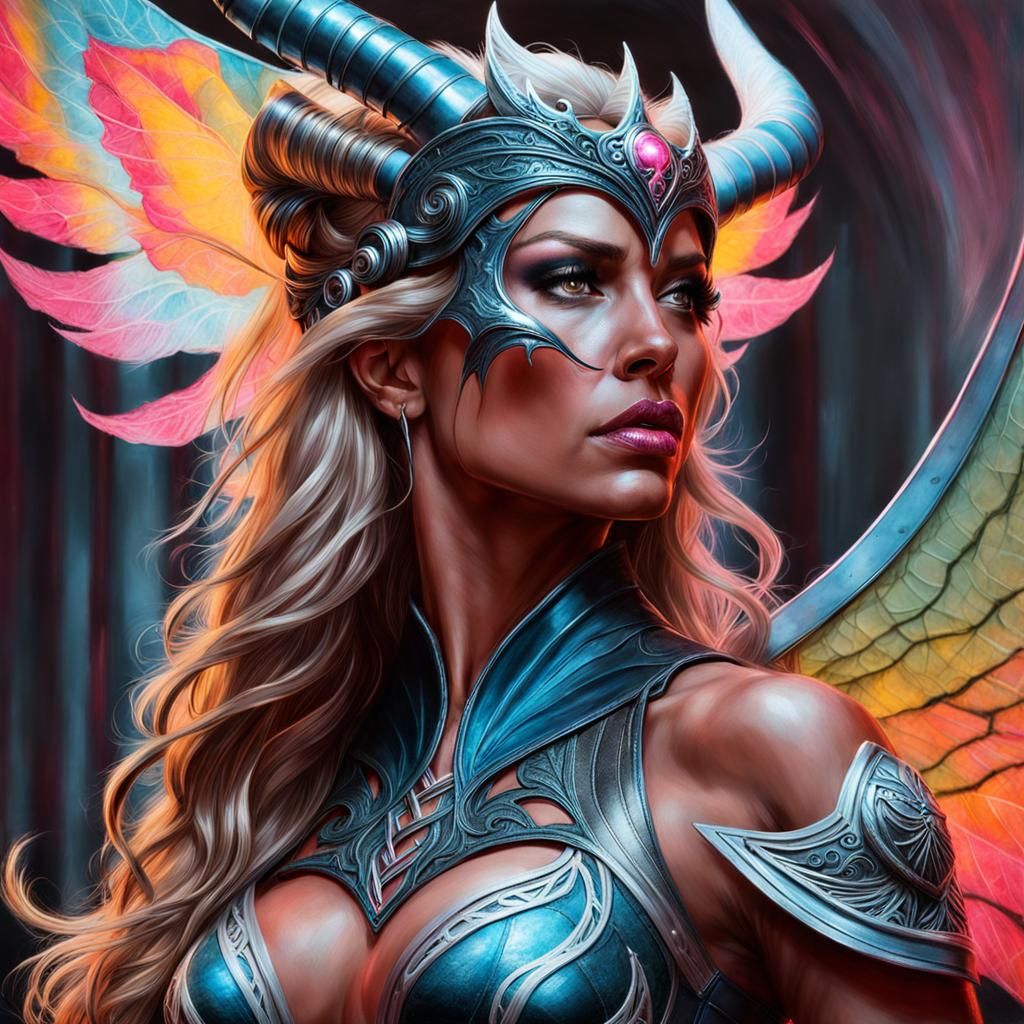 Dark Warrior Princess in Charcoal Sketch Style