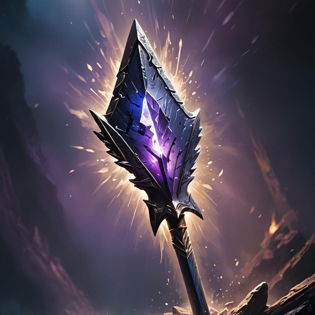 Magical Arrowhead Illustration with Glowing Runes