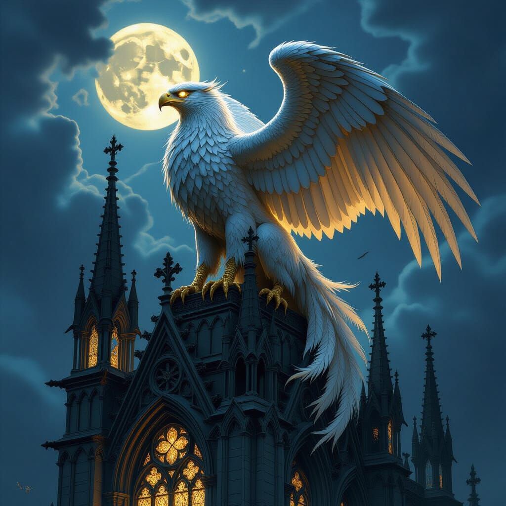 Gothic Griffin Guardian: Dark Fantasy Art