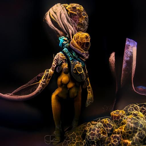 Girl in Bio Scarf: Alien Aesthetic in 3D