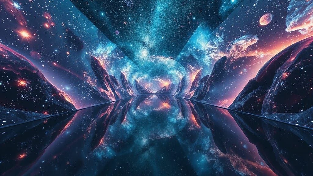 Infinite Galaxy Mirrors in Dreamlike Environment