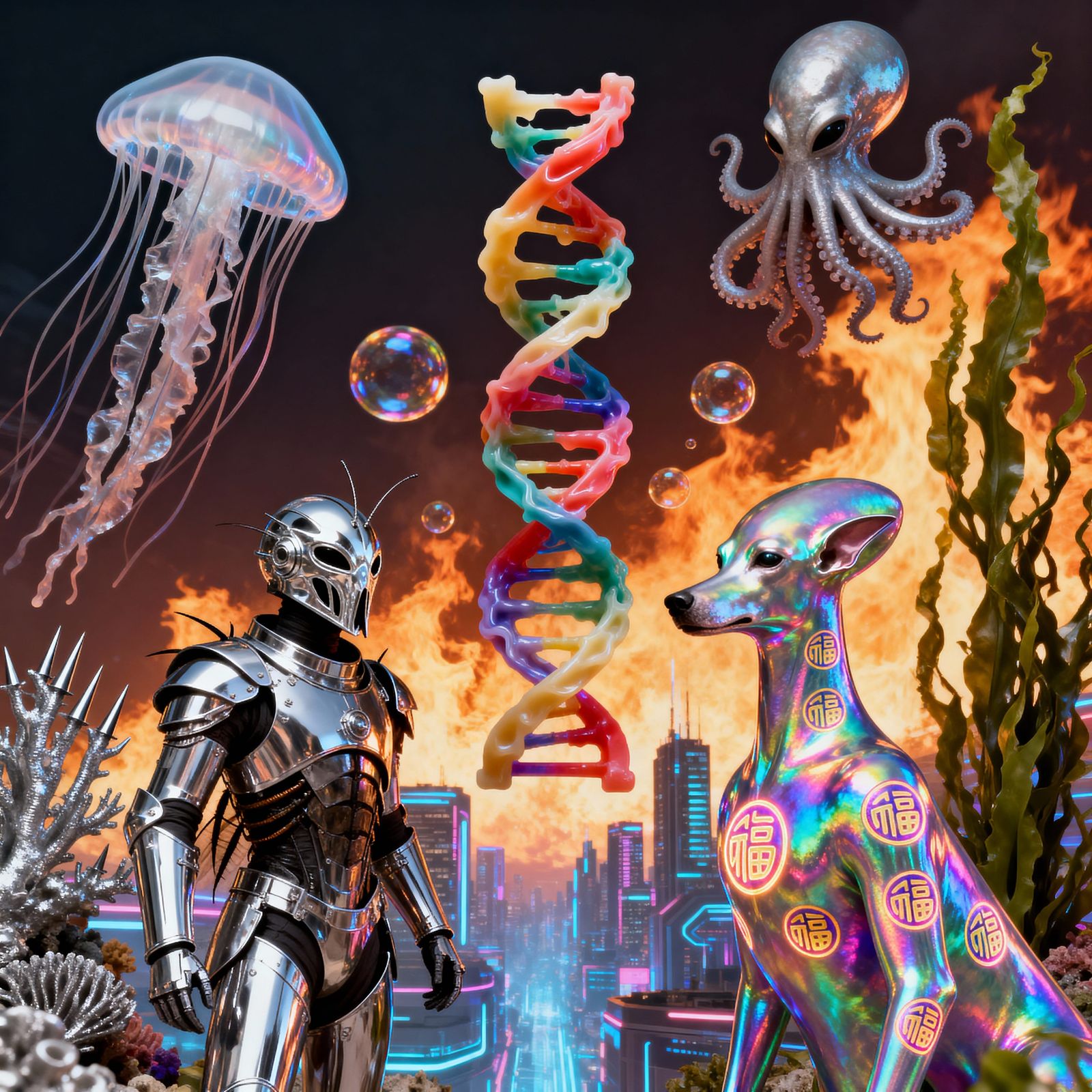 Chrome Ocean Metropolis with Extraterrestrials