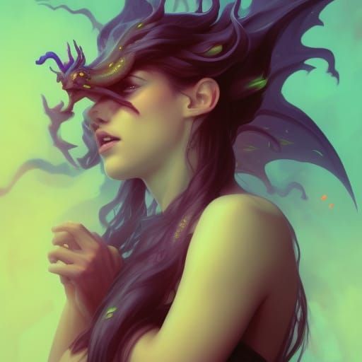 Marijuana Dragon Portrait in Hyperdetailed Concept Art