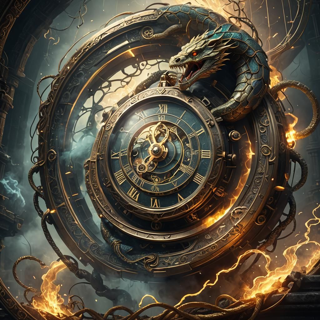 Timepiece and Serpent Concept Art in 8K