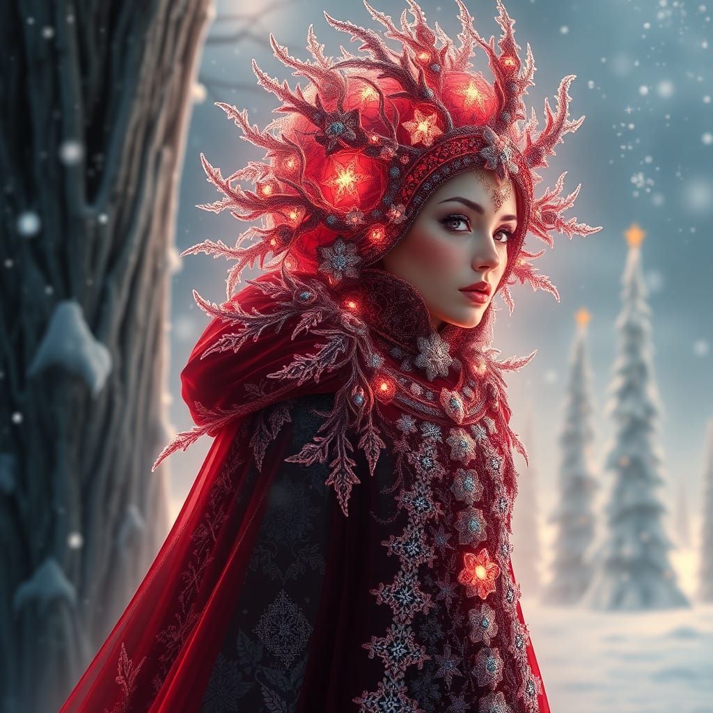 Fractal Winter: Exotic Elegance in Synthwave Style