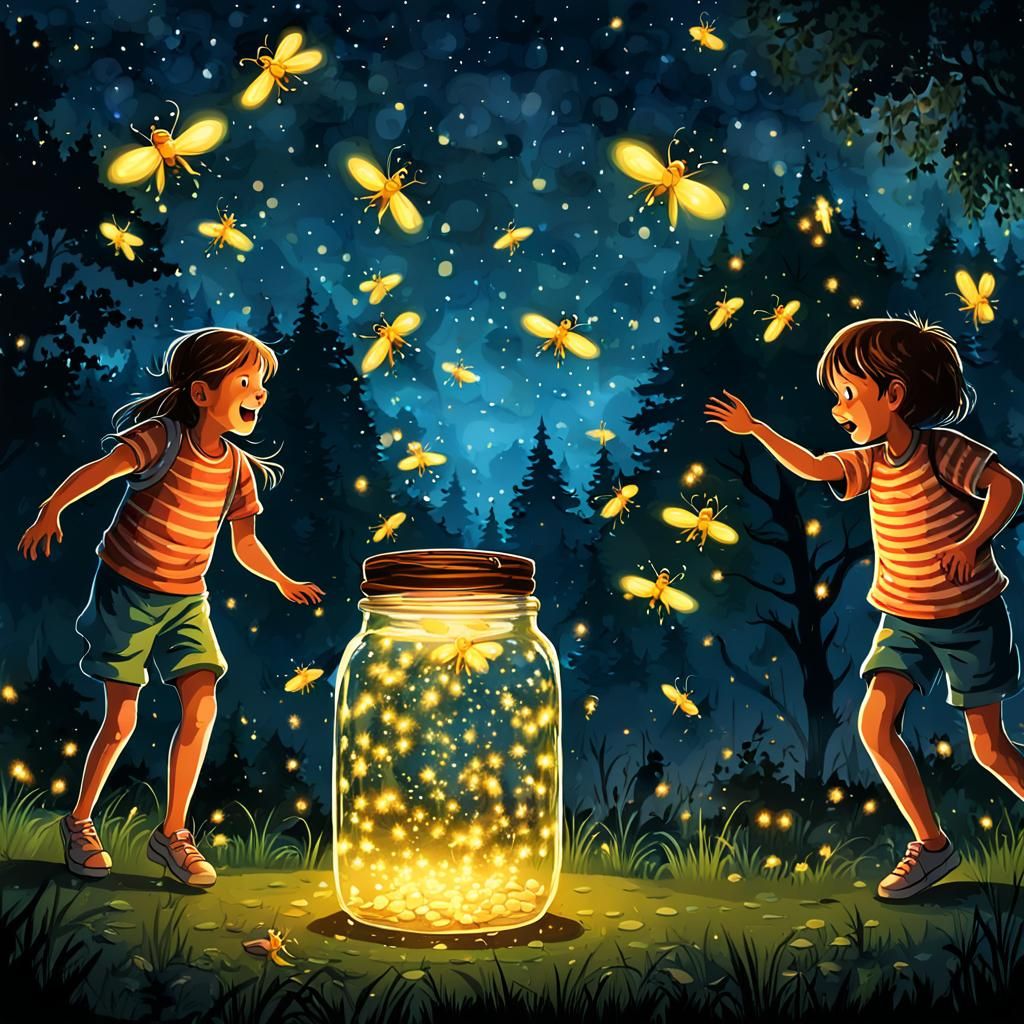 Fireflies in a Jar on Summer Night