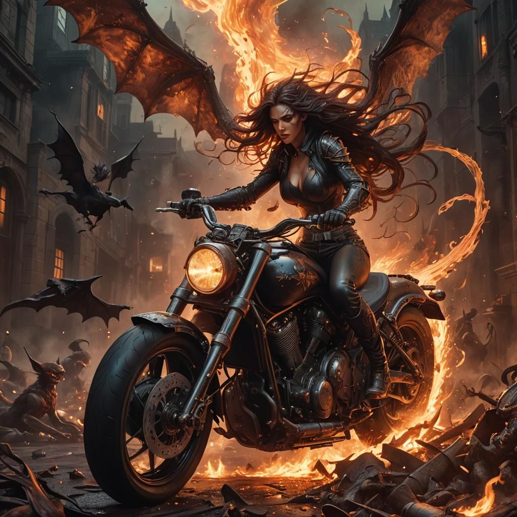 Incubus on Motorcycle: Dark Fantasy Concept Art