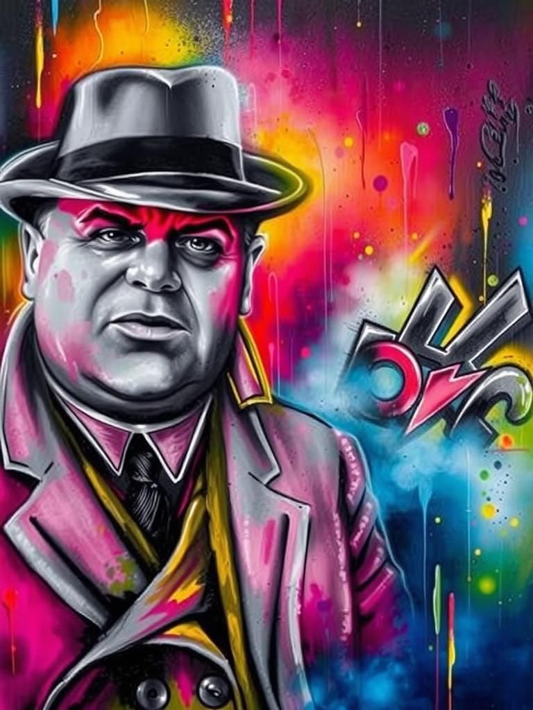 Al Capone in Cyberpunk Graffiti Cityscape