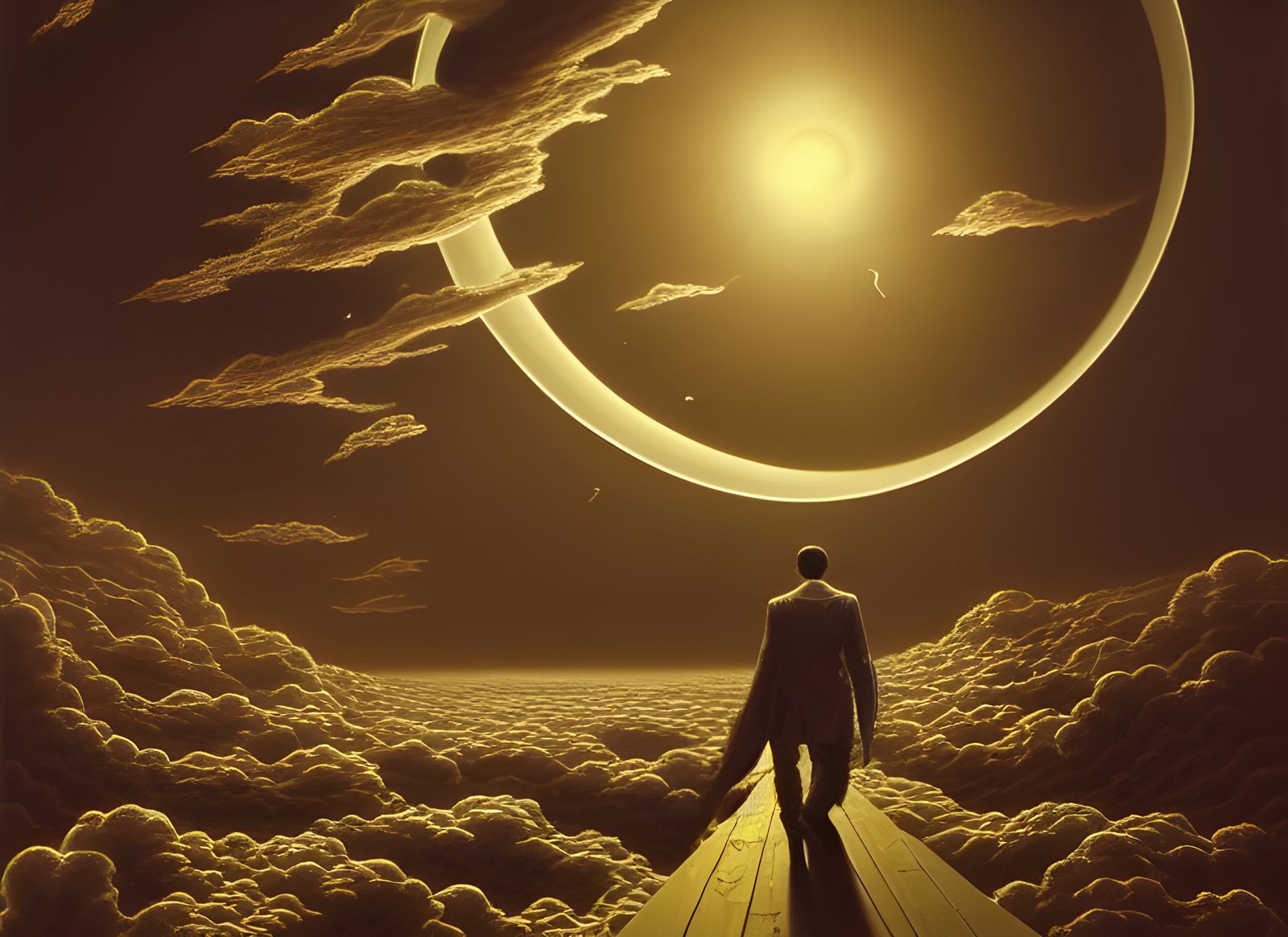 Surreal World Walker on Metal Arch, 3D Shading