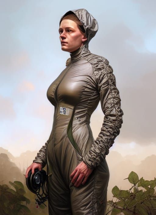 Botanist in Hazmat Suit, Hyperdetailed Portrait