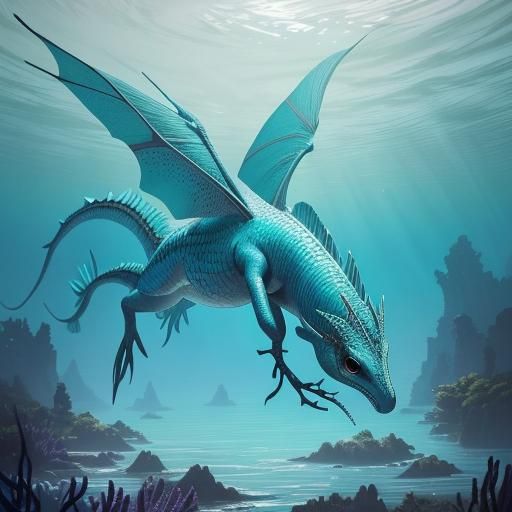 Mini Sea Dragon in Underwater Fantasy Scene