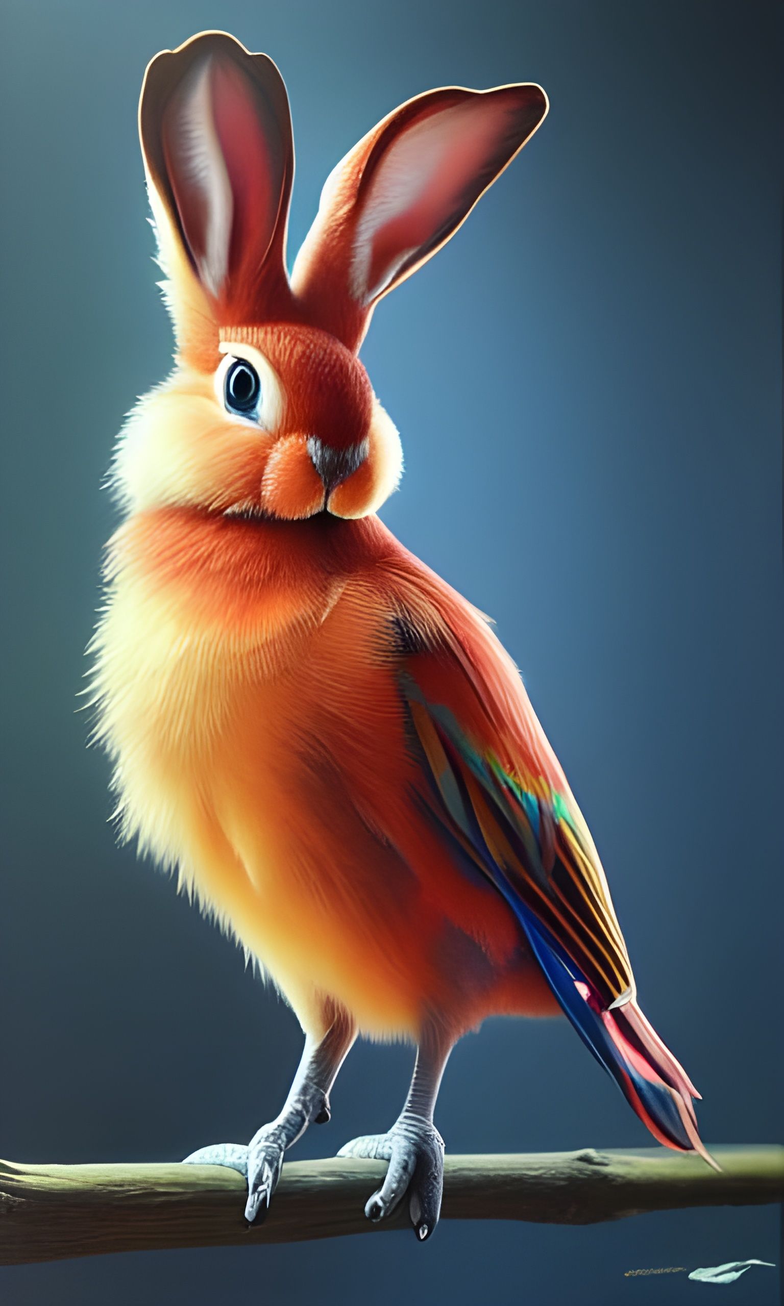 Exotic Bird Bunny: A Hyperrealistic Retrofuturist Masterpiec...