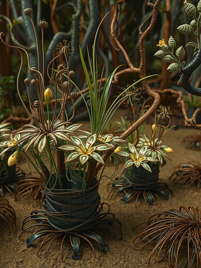 Cyberpunk Botanical Wonders in a Futuristic Landscape