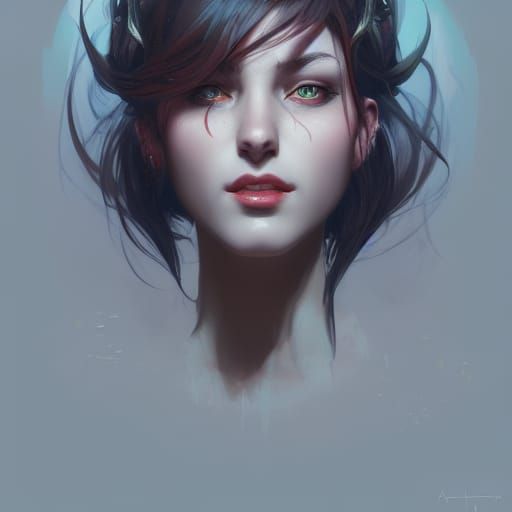Hyperdetailed Devil Girl Portrait in Splash Art Style