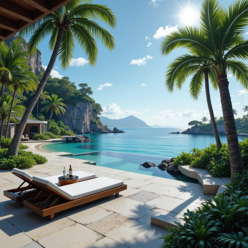 Elegant Luxury Beach Vacation Scene